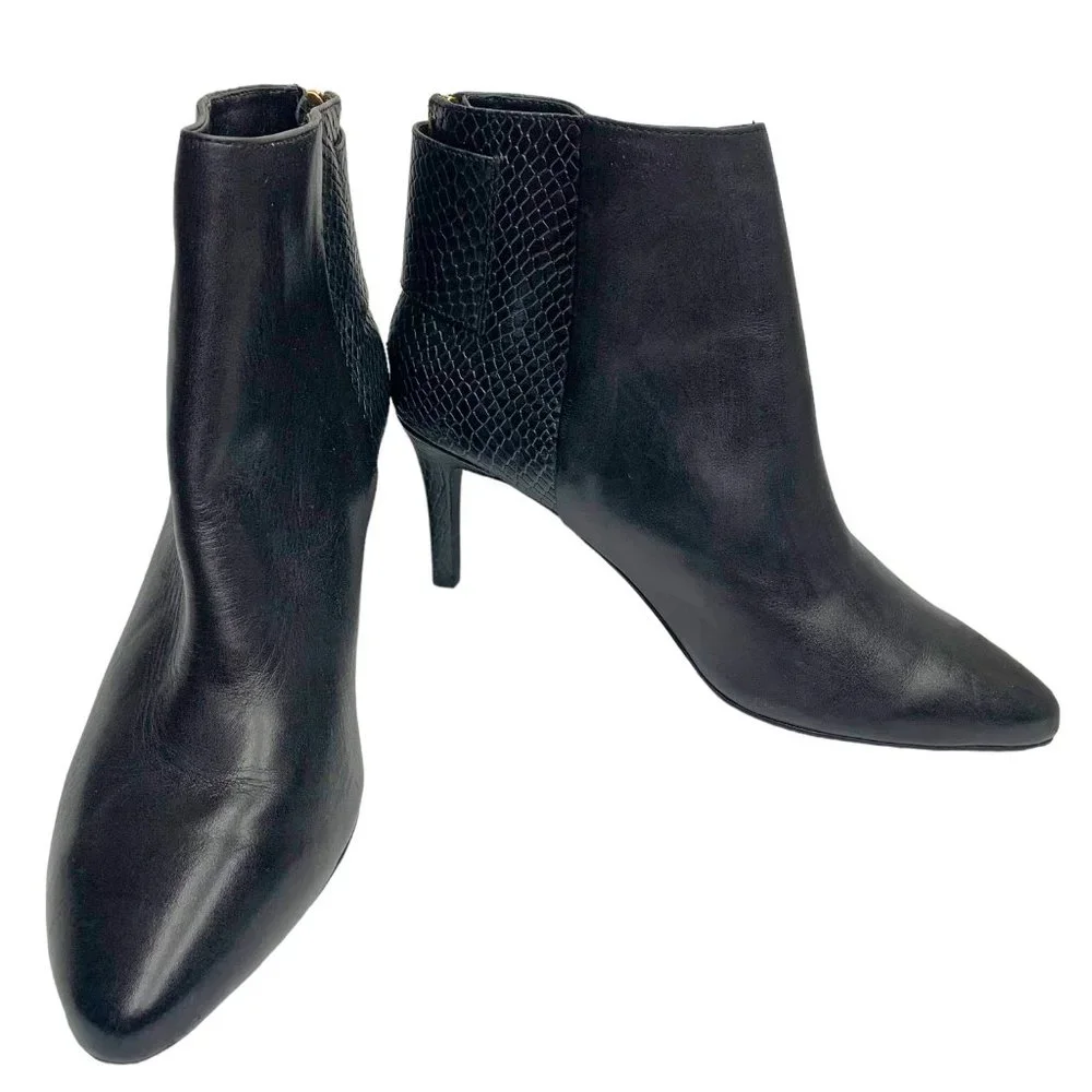 Cole‎ Haan Grand.Os Claremont Black and Smooth Embossed Leather Booties
